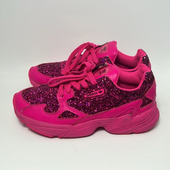 Adidas Falcon Pink Glitter women’s tennis‎ shoes size 8 Sneakers Shoes glam prom - Picture 3 of 7
